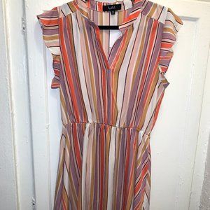 Cap Sleeve Short Stripe Dress